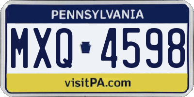 PA license plate MXQ4598