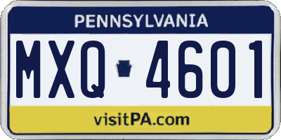 PA license plate MXQ4601