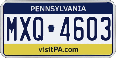 PA license plate MXQ4603