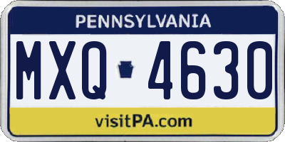 PA license plate MXQ4630