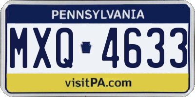 PA license plate MXQ4633
