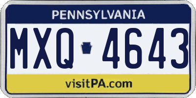 PA license plate MXQ4643