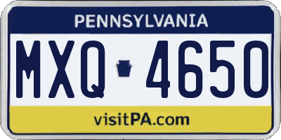 PA license plate MXQ4650