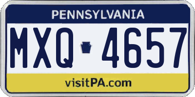 PA license plate MXQ4657