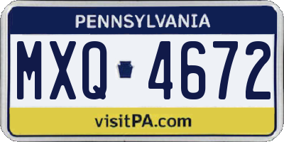 PA license plate MXQ4672