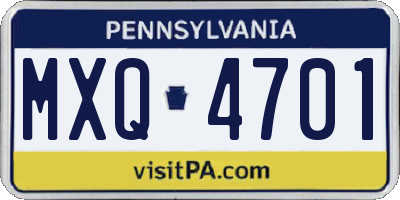 PA license plate MXQ4701