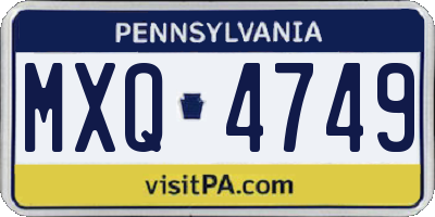 PA license plate MXQ4749
