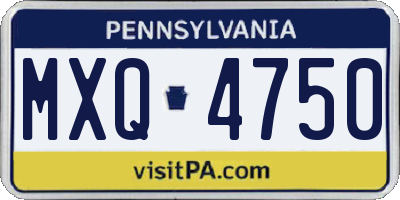 PA license plate MXQ4750