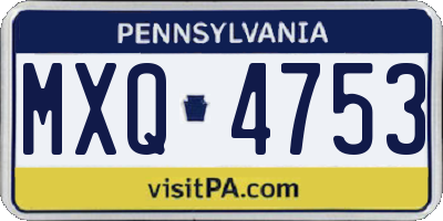 PA license plate MXQ4753