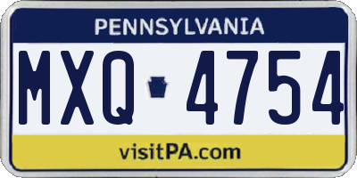 PA license plate MXQ4754