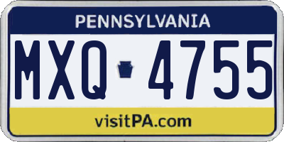 PA license plate MXQ4755