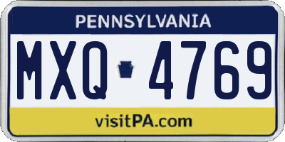 PA license plate MXQ4769