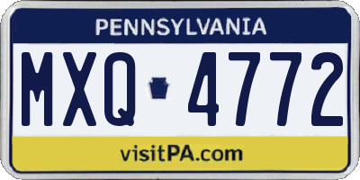 PA license plate MXQ4772