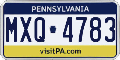 PA license plate MXQ4783