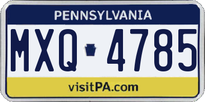 PA license plate MXQ4785