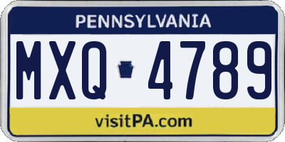 PA license plate MXQ4789