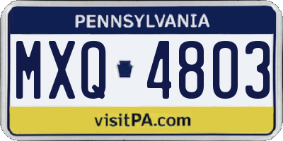 PA license plate MXQ4803