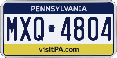 PA license plate MXQ4804