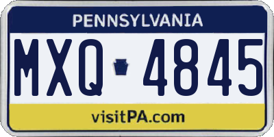 PA license plate MXQ4845
