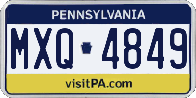 PA license plate MXQ4849
