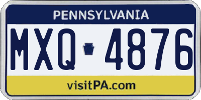 PA license plate MXQ4876