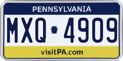 PA license plate MXQ4909