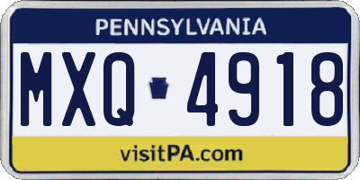 PA license plate MXQ4918