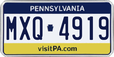 PA license plate MXQ4919