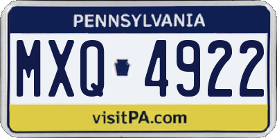 PA license plate MXQ4922