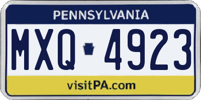 PA license plate MXQ4923