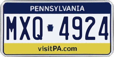 PA license plate MXQ4924
