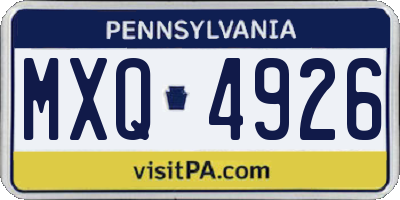 PA license plate MXQ4926