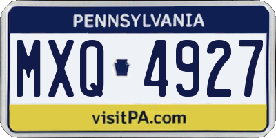PA license plate MXQ4927