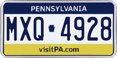 PA license plate MXQ4928