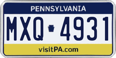 PA license plate MXQ4931