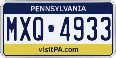 PA license plate MXQ4933