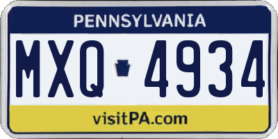 PA license plate MXQ4934