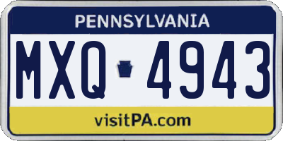 PA license plate MXQ4943
