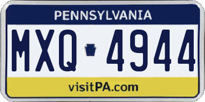 PA license plate MXQ4944