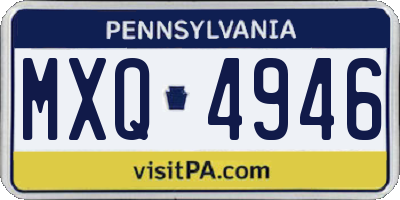 PA license plate MXQ4946