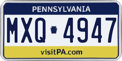 PA license plate MXQ4947
