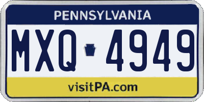 PA license plate MXQ4949