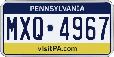 PA license plate MXQ4967