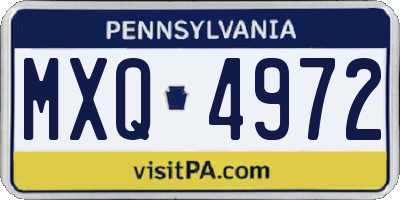 PA license plate MXQ4972