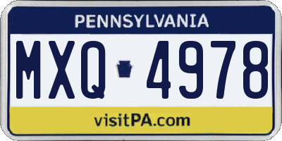 PA license plate MXQ4978