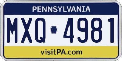 PA license plate MXQ4981