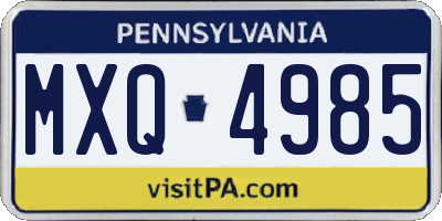 PA license plate MXQ4985