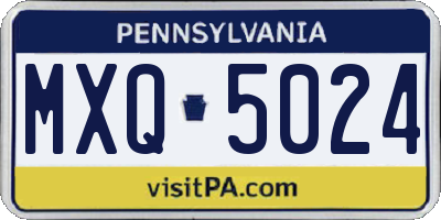 PA license plate MXQ5024