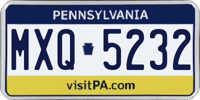 PA license plate MXQ5232