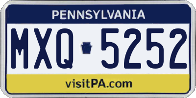 PA license plate MXQ5252